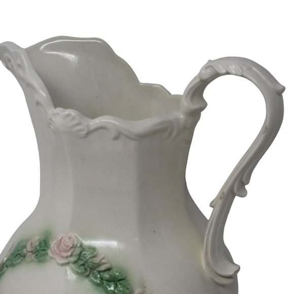 Vintage Sittre Ceramic Pink Green Floral Embellished  Replacement Pitcher 1978 - Picture 5 of 5